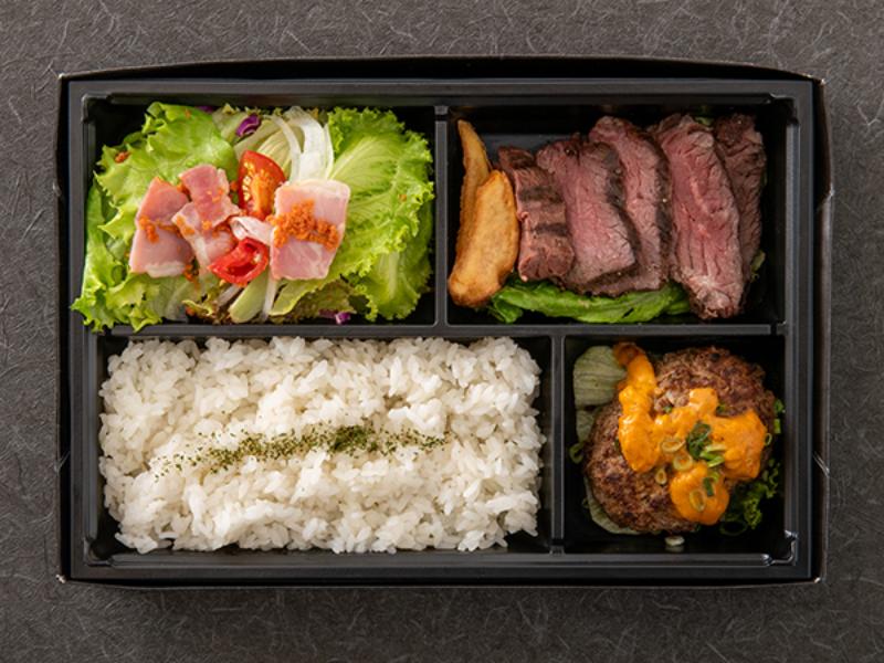 肉肉しいサガリとA5雲丹バーグのお弁当