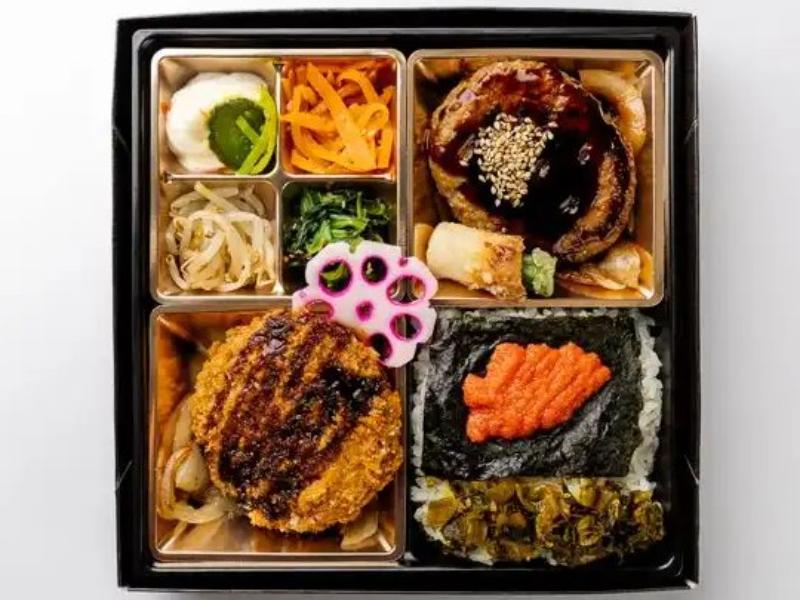 やわらかハンバーグとメンチカツ明太高菜海苔御膳