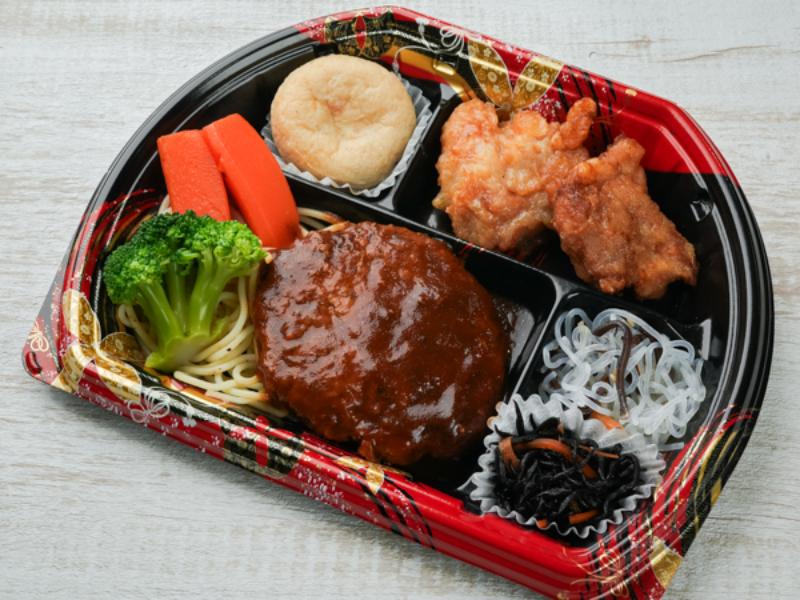 和牛と三元豚の合びきハンバーグ＆唐揚げ弁当