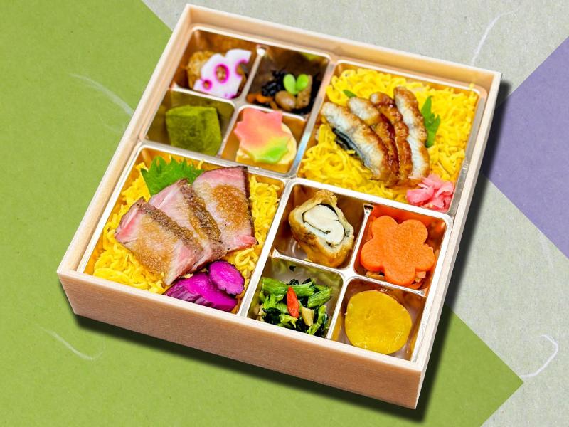 牛ステーキと鰻ひつまぶし弁当