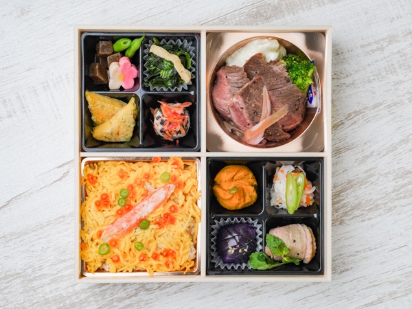 牛ステーキとカニごはん弁当