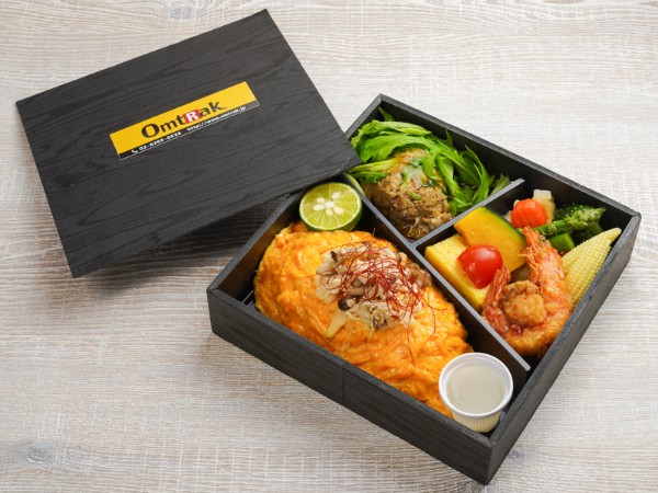 Omtrak オムトラック お弁当デリ限定 季節の和風オムライス 和風ハンバーグ御膳 蒸し鶏ときのこのすだち塩だれソース お弁当デリ