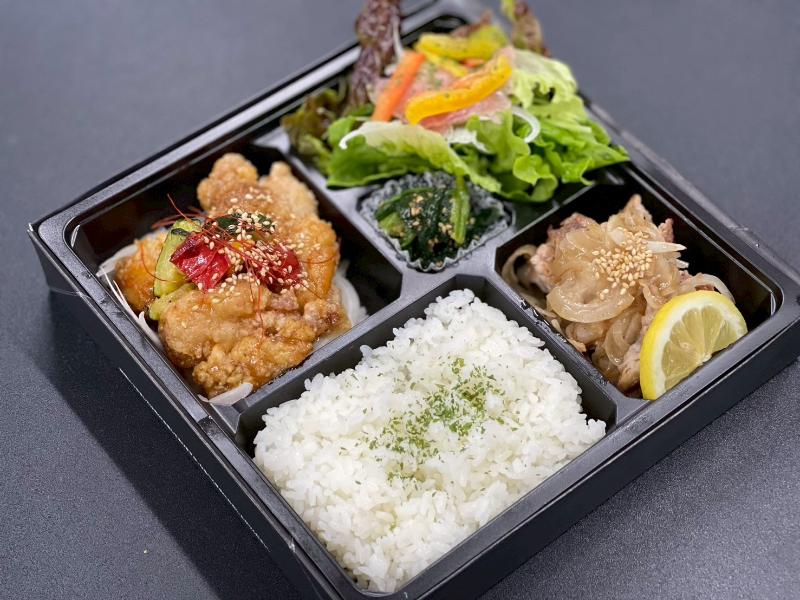 豚塩焼肉＆生ハムサラダ＆油淋鶏お弁当