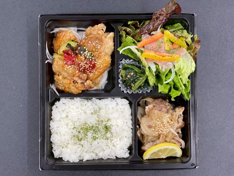 豚塩焼肉＆生ハムサラダ＆油淋鶏お弁当