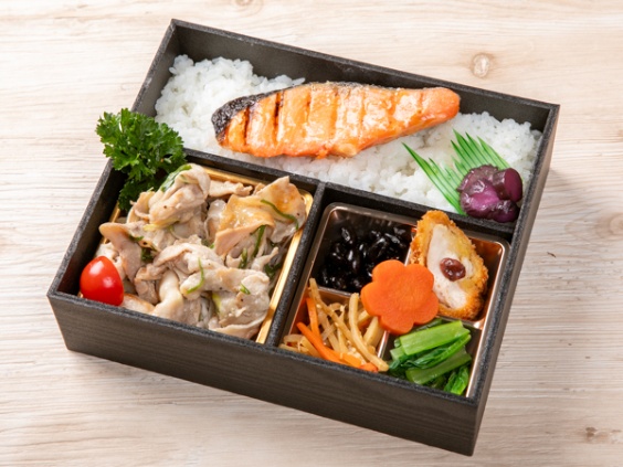 葱塩豚カルビと鮭塩焼きのダブルメイン弁当