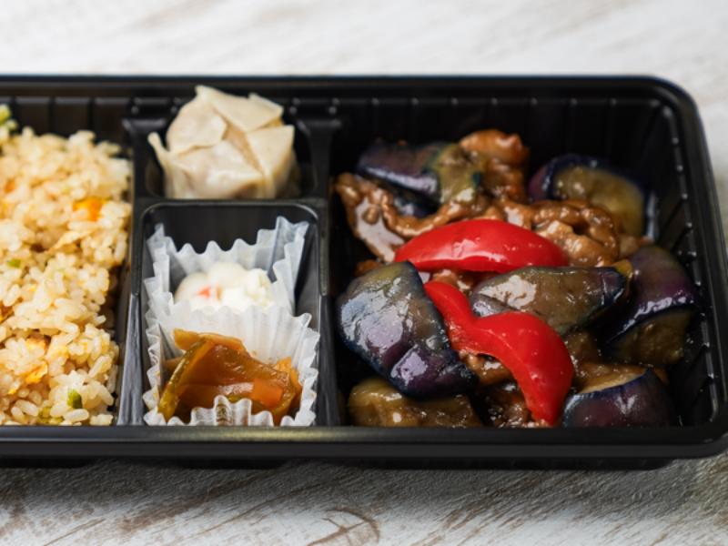 豚肉と茄子の黒酢炒め弁当