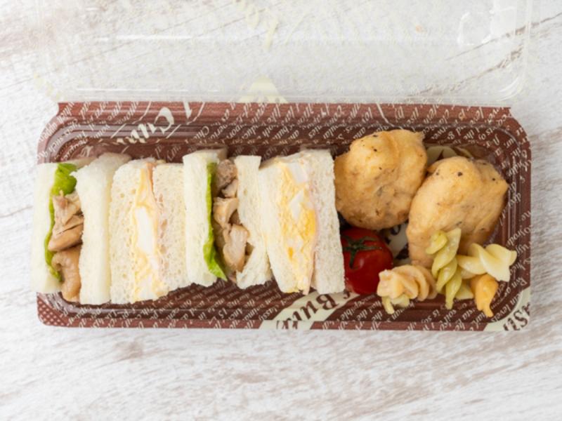 【2種サンド・ナゲット＆マカロニ添え】たまごハム＆照り焼き