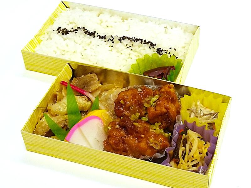 油淋鶏（鶏の薬味ソース掛け）×豚の生姜焼き弁当