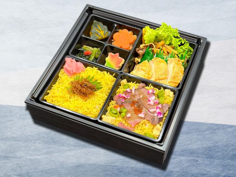 肉ちらしとちりめん山椒ごはん、鶏照焼牛しぐれ膳