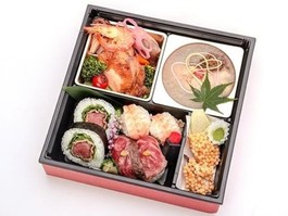 大輪箱 真鯛のみぞれあんかけと神戸牛握り盛り合わせ