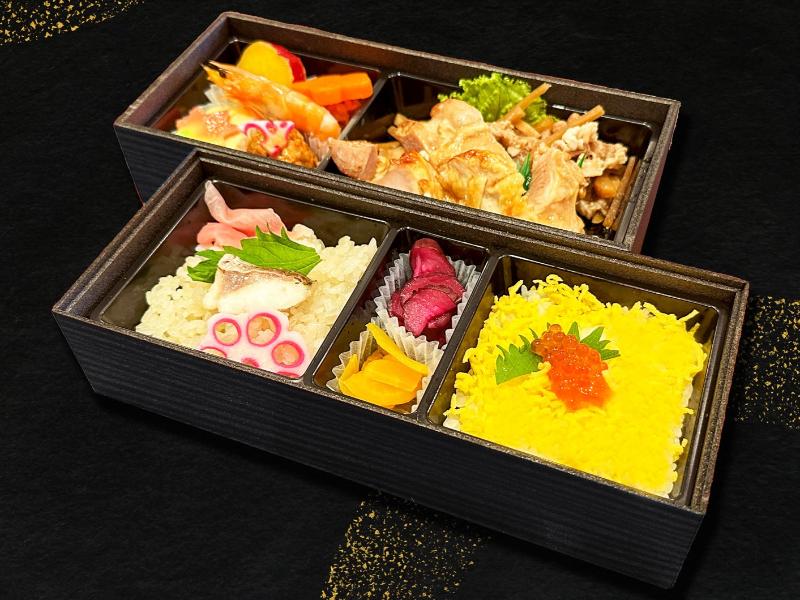 鯛おこわといくら丼名物牛しぐれ鶏照焼御膳