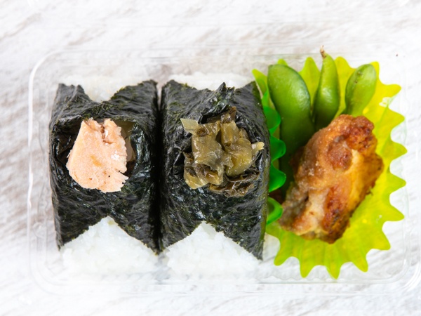 【お結び2種＋米粉の揚げない唐揚げセット】北海道産焼き塩鮭(無添加)&刻み高菜