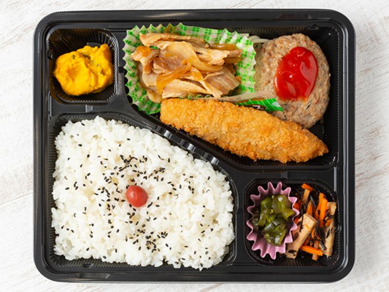 ⑤ハンバーグ焼肉弁当