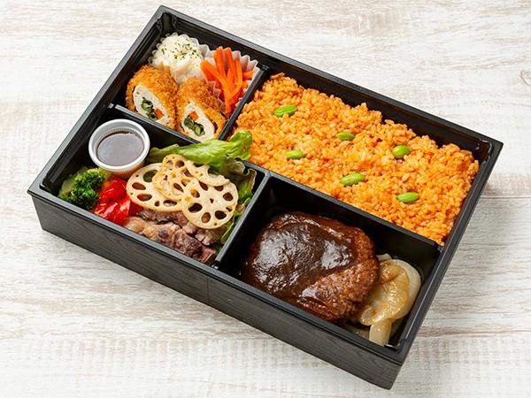 ステーキとハンバーグ弁当