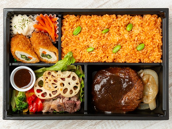 ステーキとハンバーグ弁当