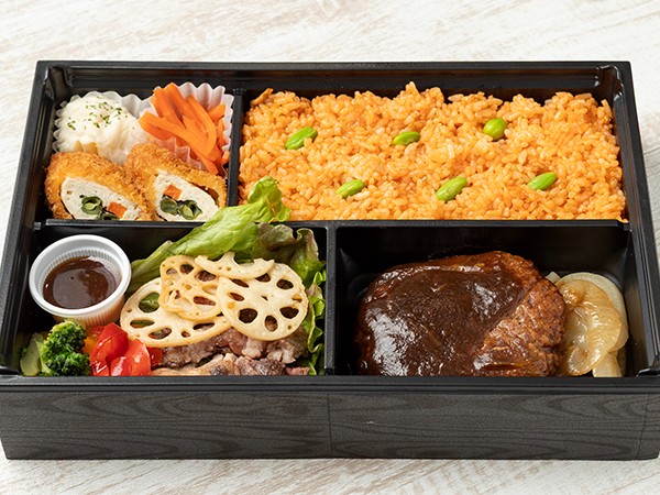 ステーキとハンバーグ弁当