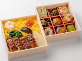 えびす あふそやの蟹ちらし・あふそや特製牛丼と彩り9升の二段弁当