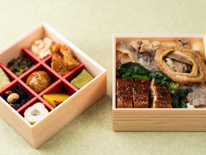 鰻ちらし・あふそや特製牛丼と彩り9升の二段弁当