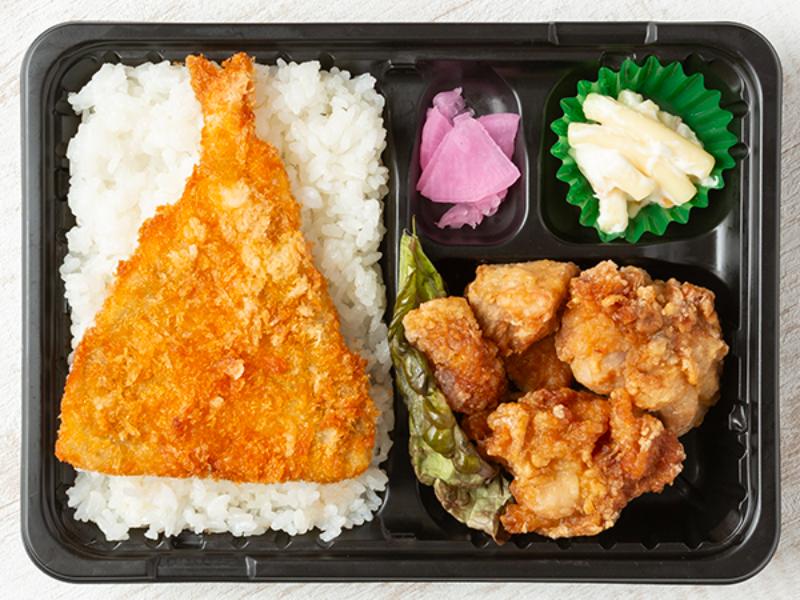 【盛り盛りアジフライ】唐揚げ弁当