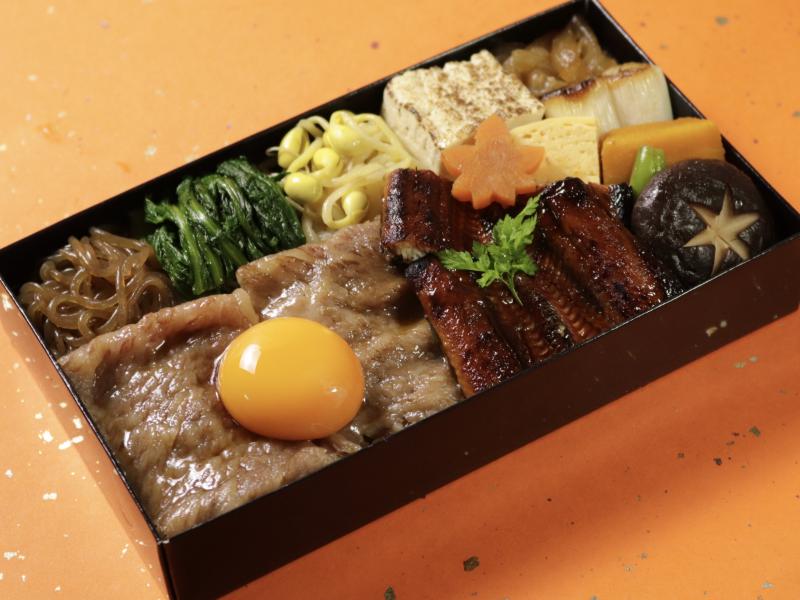 黒毛和牛すき焼きと鰻蒲焼重