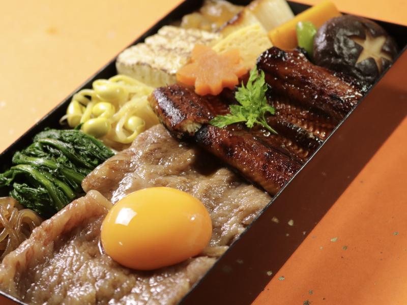 黒毛和牛すき焼きと鰻蒲焼重