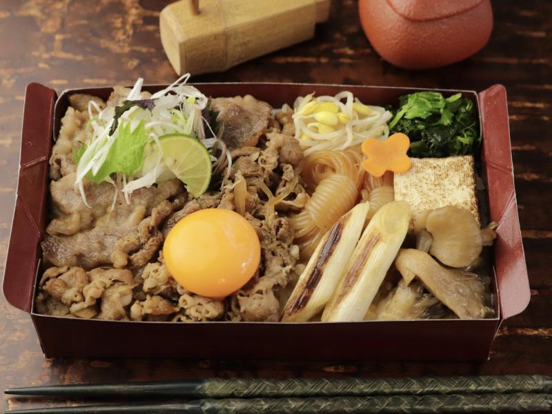 すき焼きと牛しゃぶの合盛り重