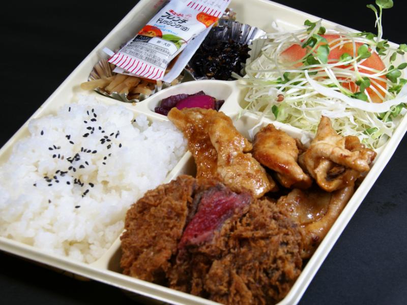 和牛ヒレカツと豚ロース生姜焼