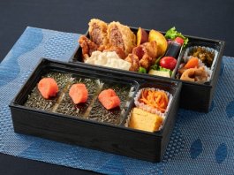 博多明太箱飯 鳴海屋の博多明太のり弁と唐揚げ＆メンチカツ二段御膳