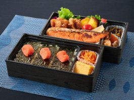 博多明太のり弁と唐揚げ＆鳴海屋の焼き鮭二段御膳