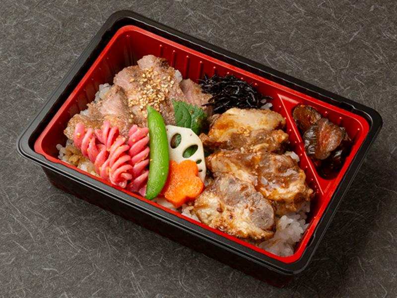 サーロインステーキとやわらか豚煮重