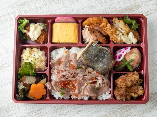 浦島太郎弁当～竜宮絵巻～銀鱈吟醸粕漬焼と和牛コーネあぶり飯の贅沢海鮮膳