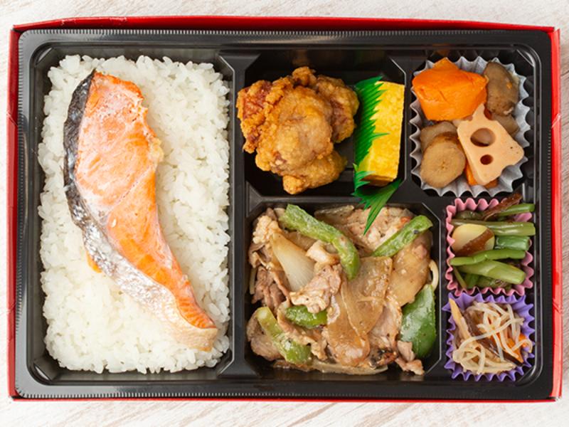 鮭とネギ塩焼肉の幕の内