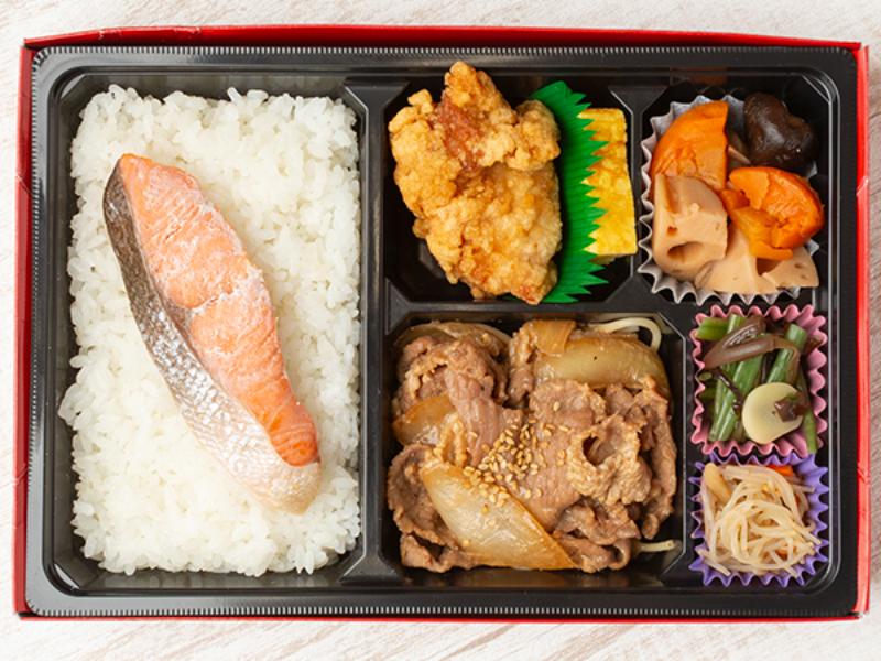 鮭と生姜焼きの幕の内