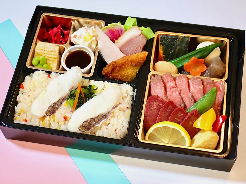 【NEW】【ECO容器】厳選オーガニックビーフステーキと厚切り牛タン鯛めし御膳