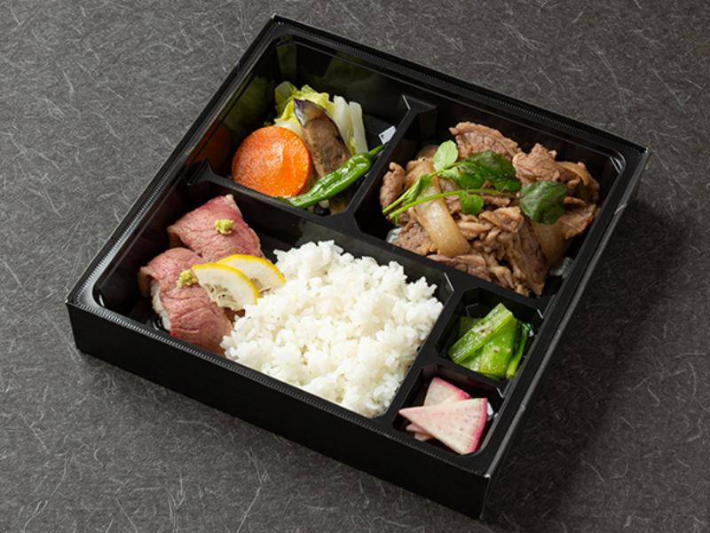 牛カルビと肉寿司弁当