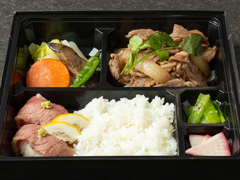 牛カルビと肉寿司弁当