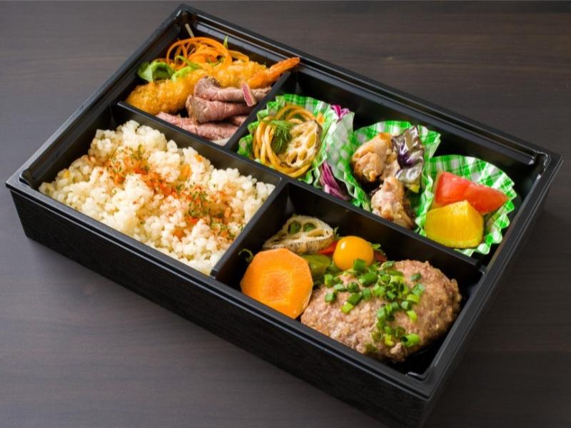 常陸牛仕様ハンバーグ&ローストビーフのコンビ弁当