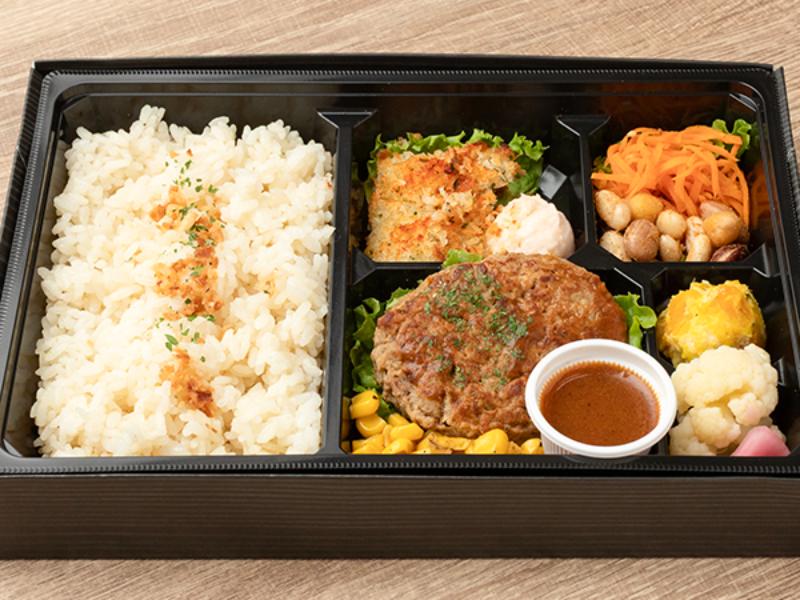 特製デミグラスソースハンバーグ＆白身魚の香草パン粉焼きBOX