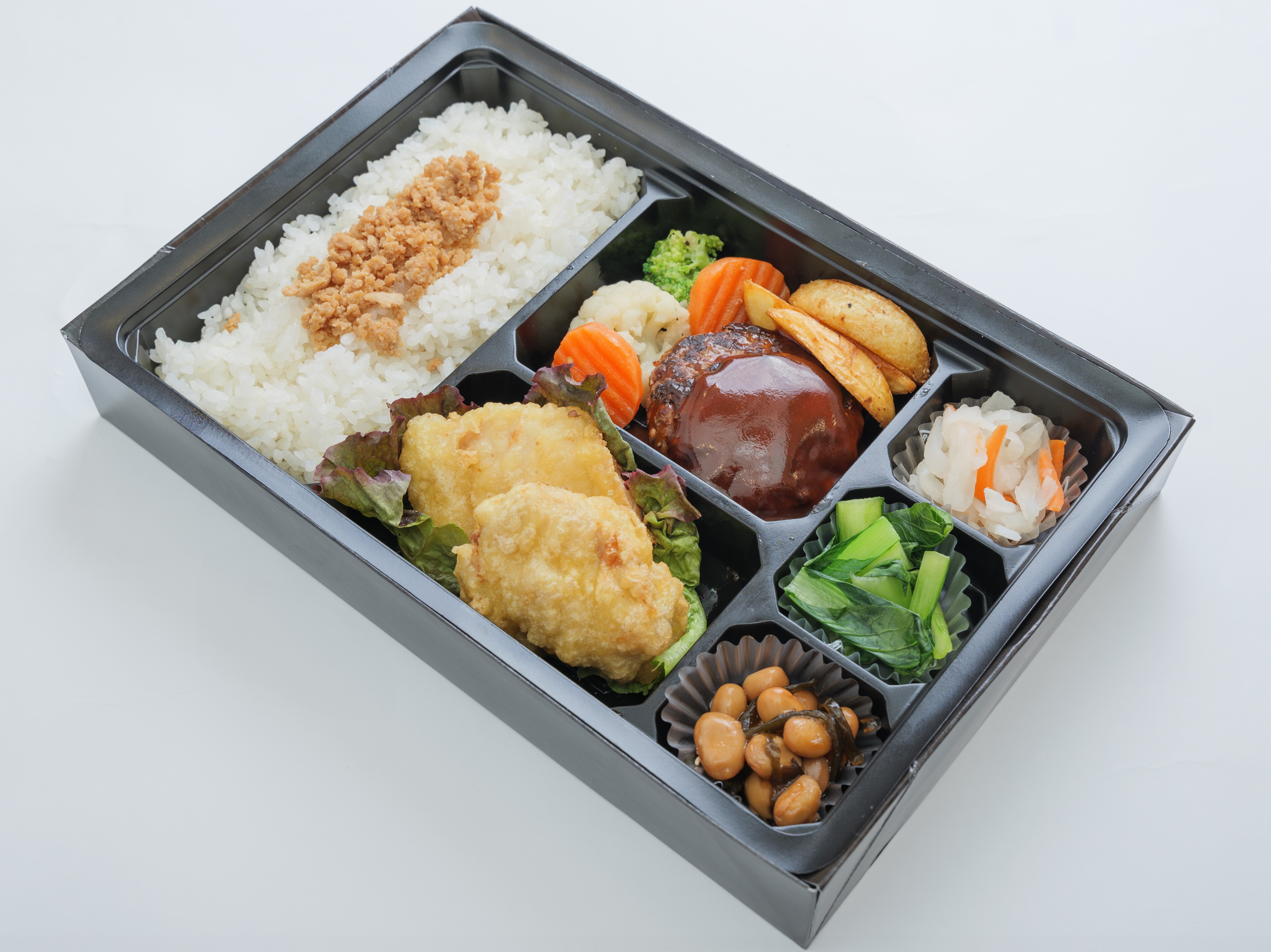 鶏天＆牛タンハンバーグ弁当