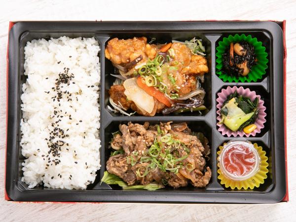 牛焼肉×揚げ鶏の甘酢あん弁当
