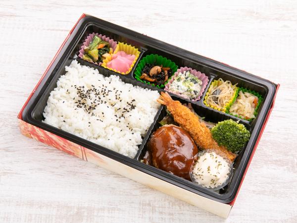 ハンバーグと海老フライ弁当