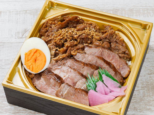 黒毛和牛ロースステーキ＆霜降り牛焼肉重