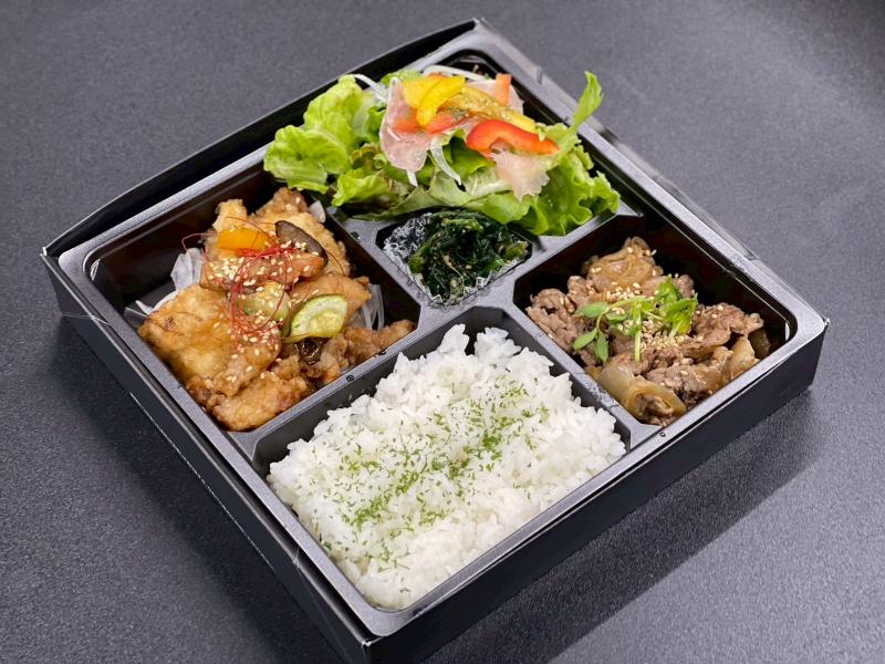 牛焼肉＆生ハムサラダ＆油淋鶏お弁当