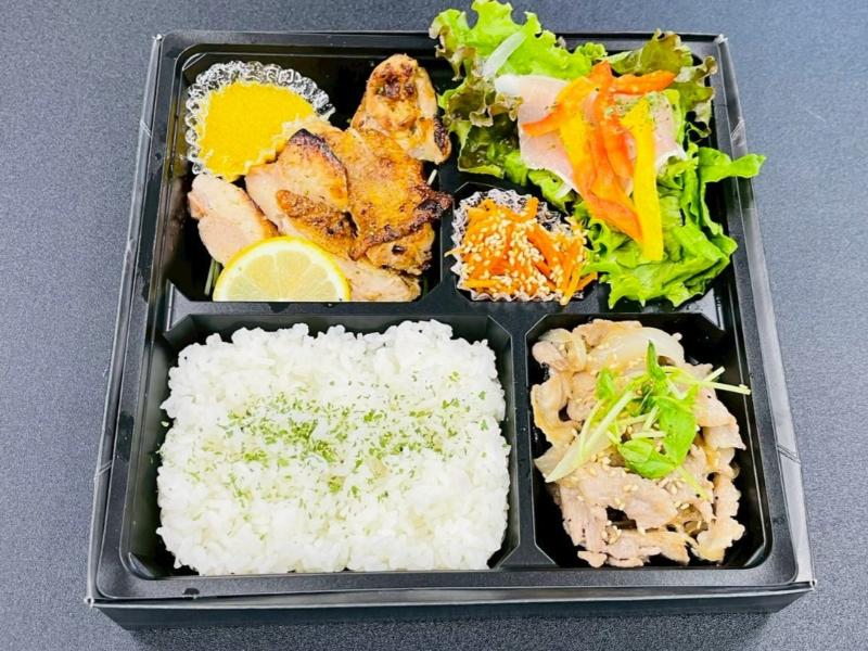 豚塩焼肉＆生ハムサラダ＆チキンステーキお弁当