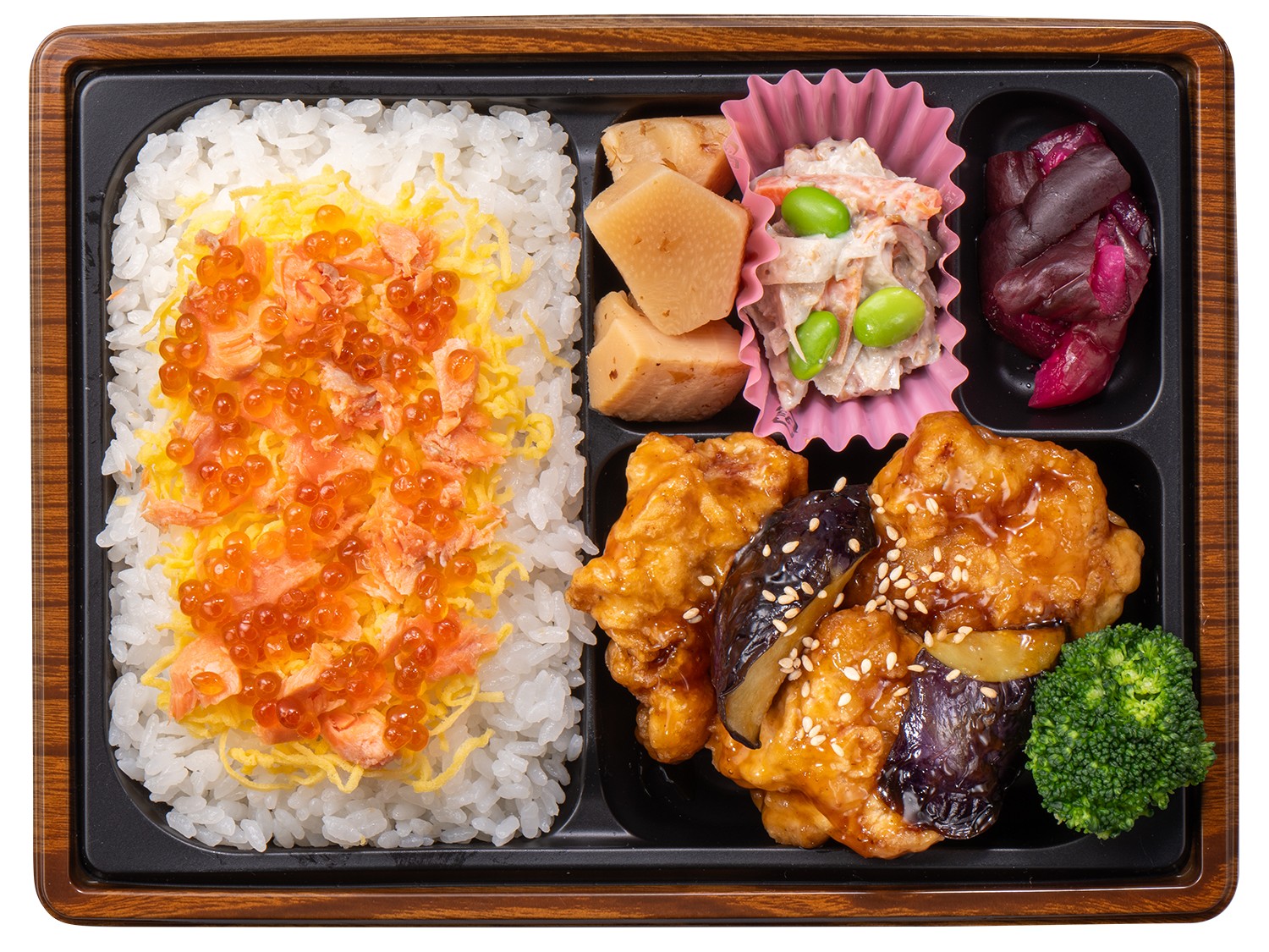 【つか弁】鮭いくら御飯 若鶏甘酢和え弁当