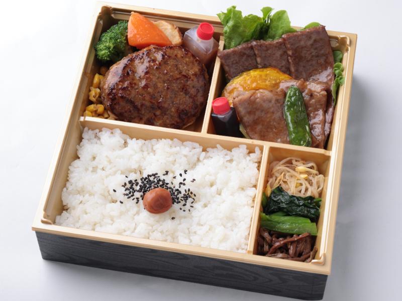 和牛カルビとロース焼肉と黒毛和牛入りハンバーグ弁当