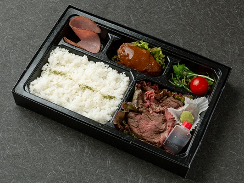 たっぷり！特選牛ステーキと和牛ハンバーグ弁当