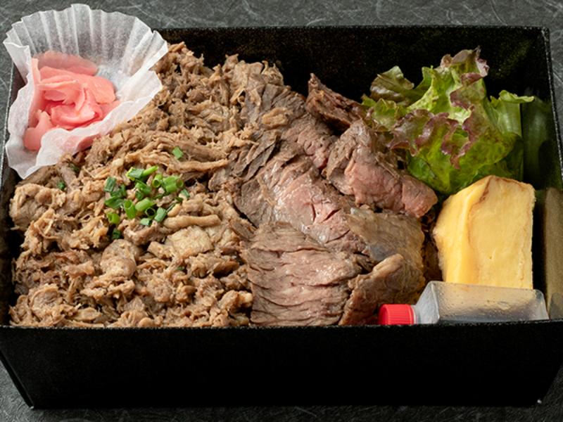 特選牛ステーキと和牛しぐれ煮重