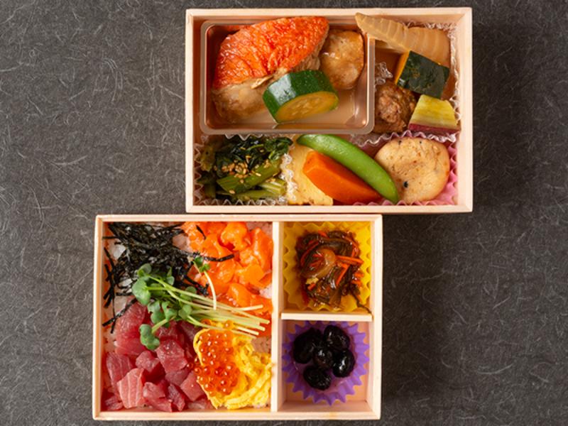 金目鯛煮つけ二段御膳　まぐろサーモンイクラばらチラシ寿司