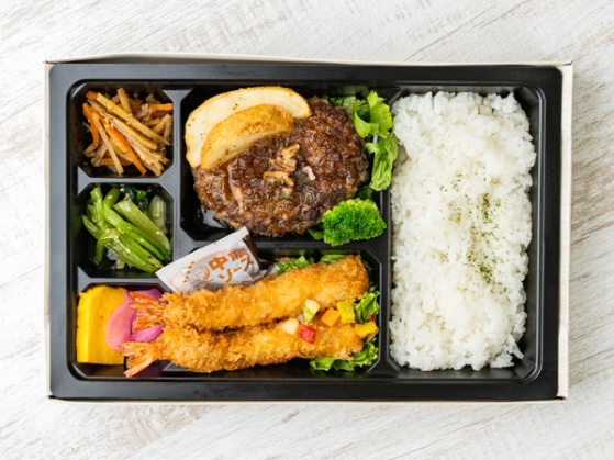 ハンバーグとエビフライ御膳